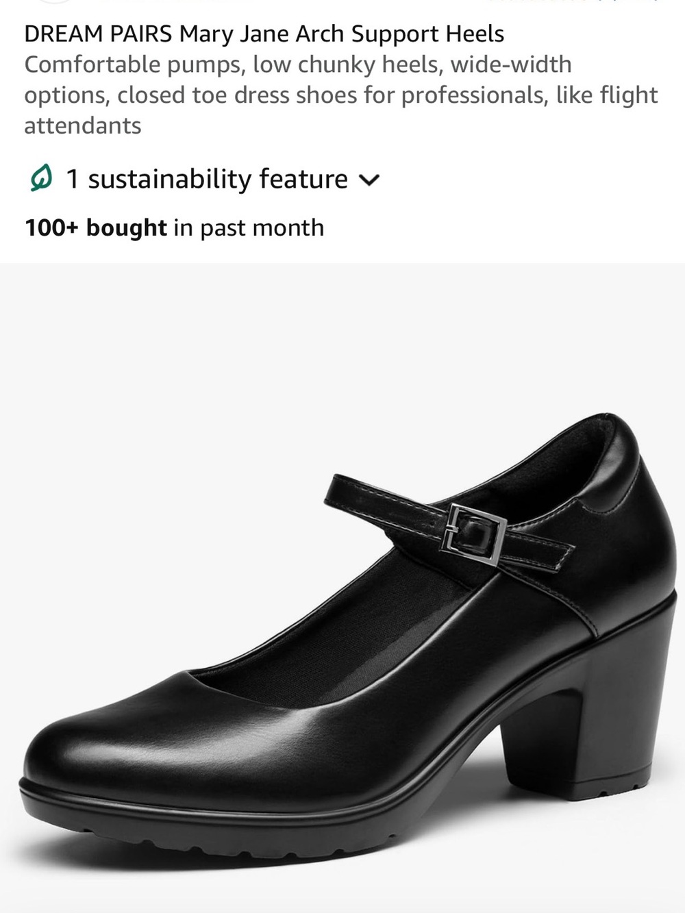 Dream Pairs Black Mary Jane Chunky Heel Pumps
